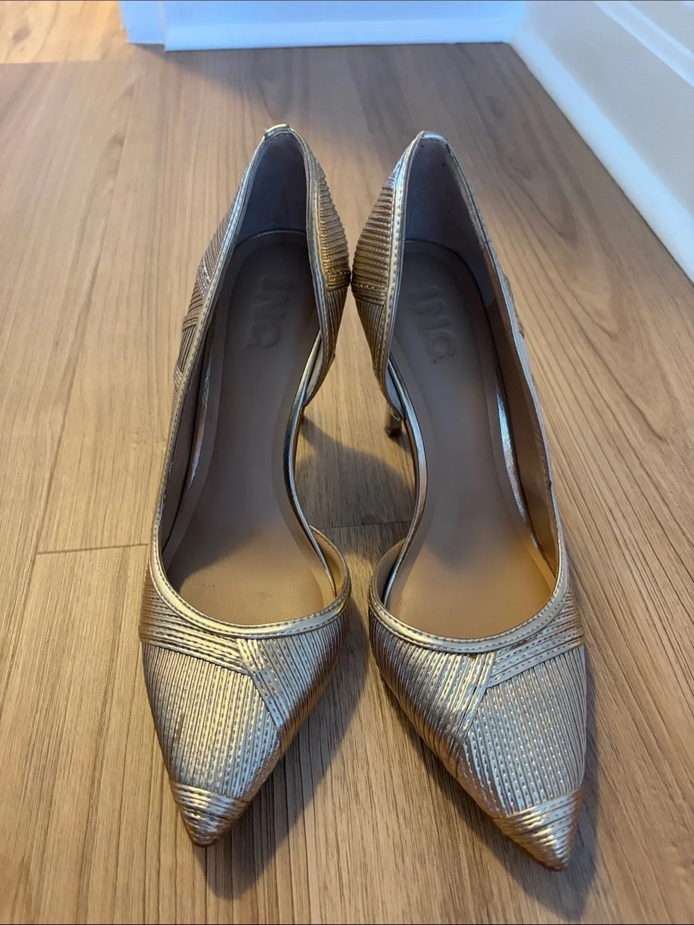 INC International Concepts Metallic Gold Pointed Toe Pumps